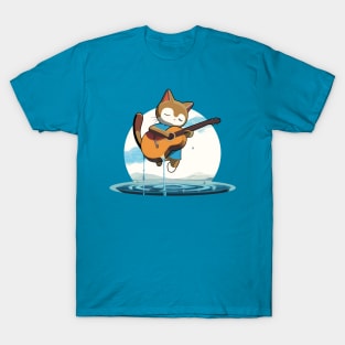 Anime Cat Playing Guitar T-Shirt